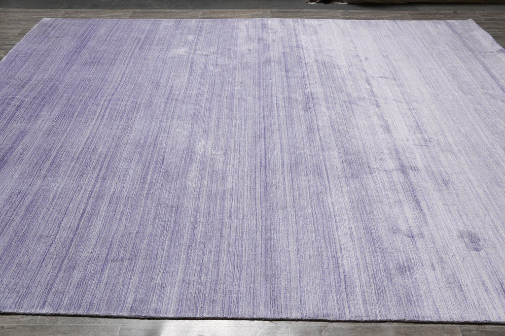 9 x 12 Lavander Plain Color Modern Wool Handmade Rug #F-4620