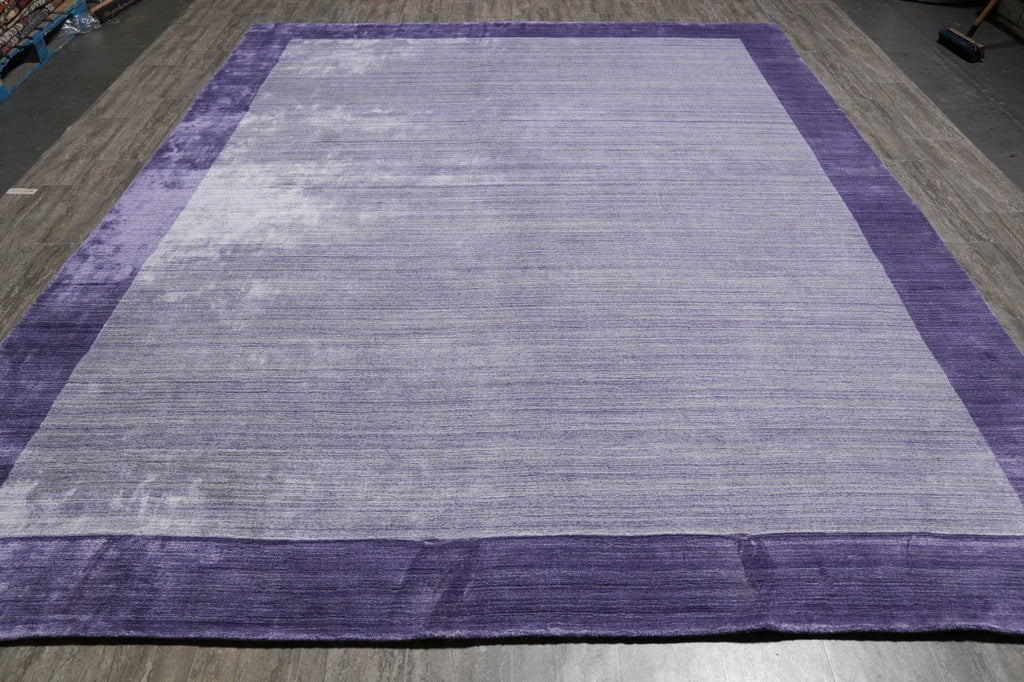 8 x 10 Solid Purple Lavendar Fine Wool Handmade Rug F-5388