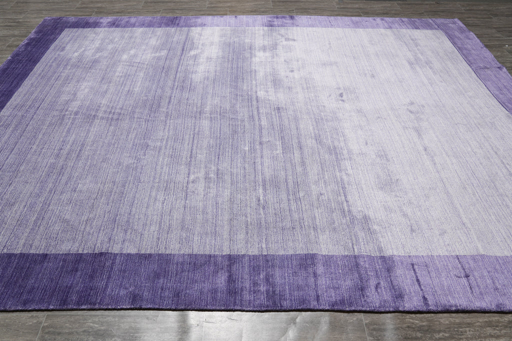 8 x 10 Solid Purple Lavendar Fine Wool Handmade Rug F-5388