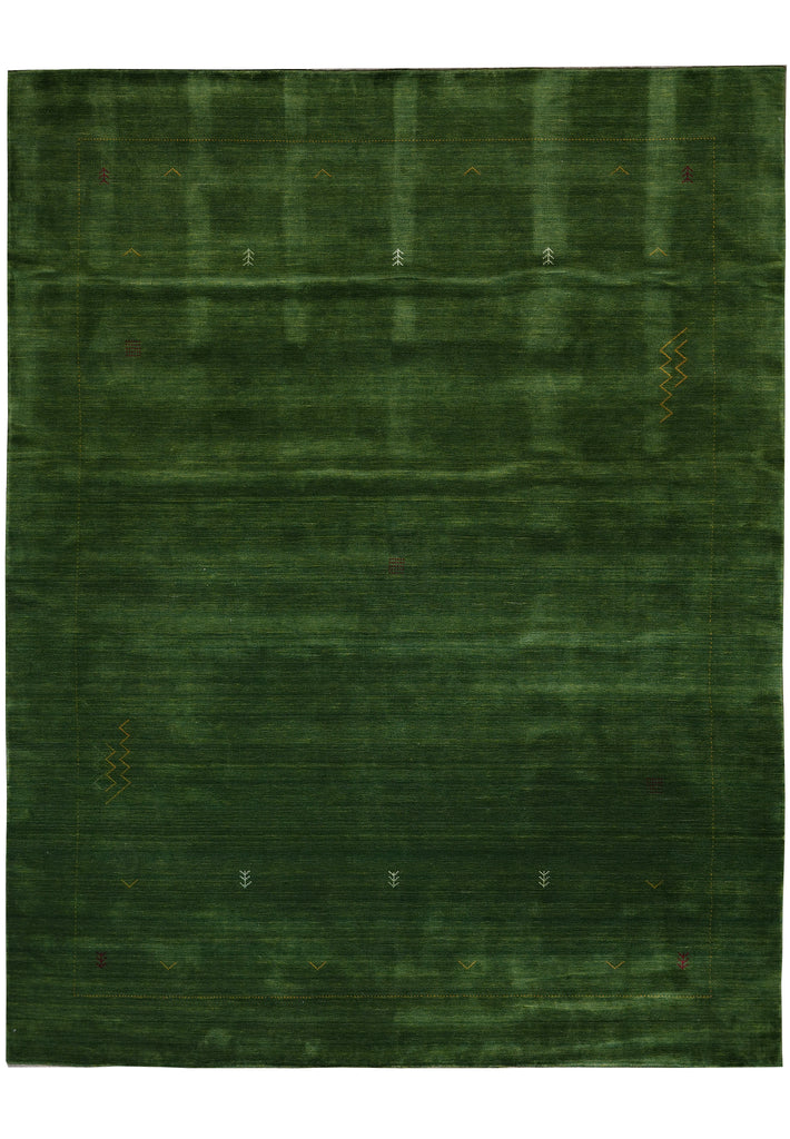 9 x 12 Solid Plain Green Wool Handmade Rug