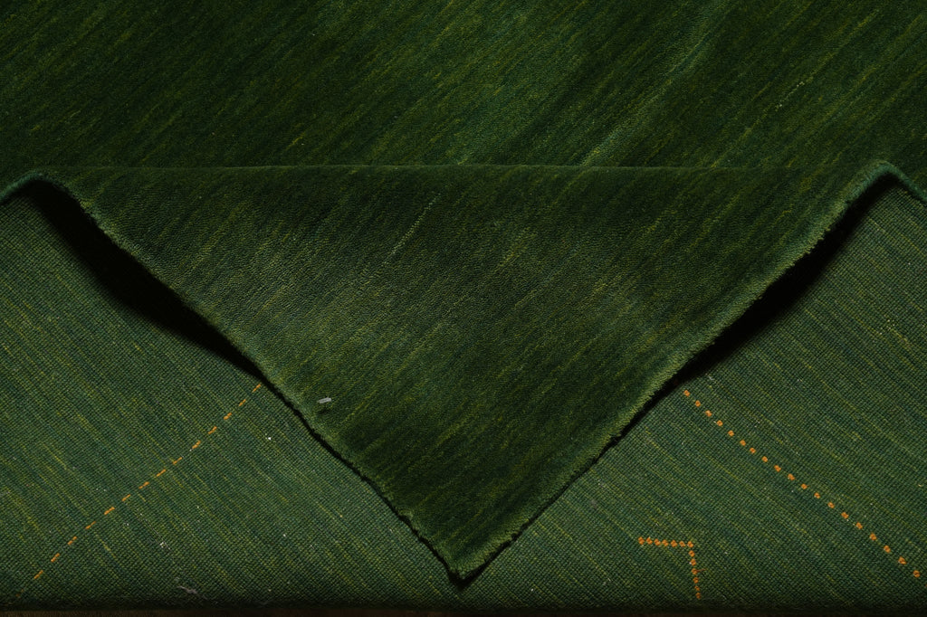8 x 10 Green Solid Plain Color Contemporary Handmade Rug #F-4624