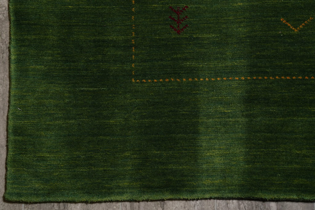 8 x 10 Green Solid Plain Color Contemporary Handmade Rug #F-4624