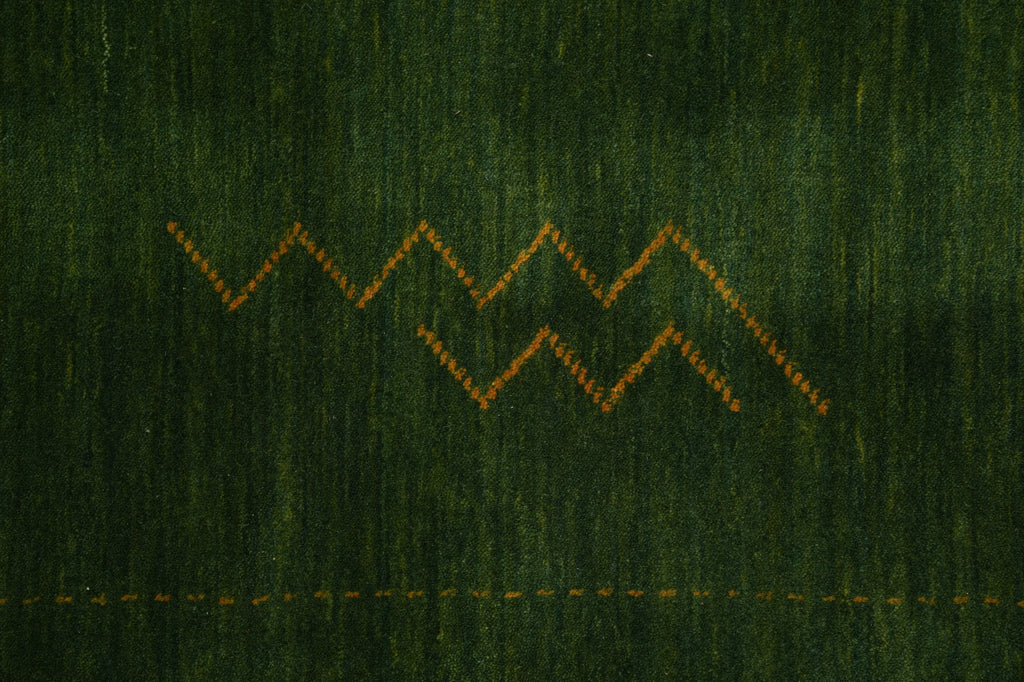 9 x 12 Solid Plain Green Wool Handmade Rug #F-4622