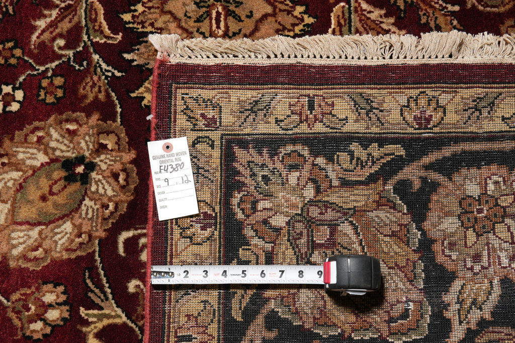 9 x 12 Quality Handmade Jaipur Rug Dense Lustrous Wool Burgundy Black #F-4380