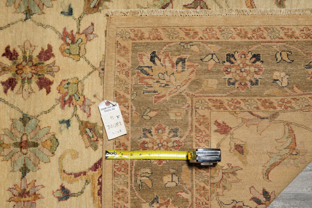 5.7 x 8 Ivory Vegetable Dyed Chobi Rug #B-74081