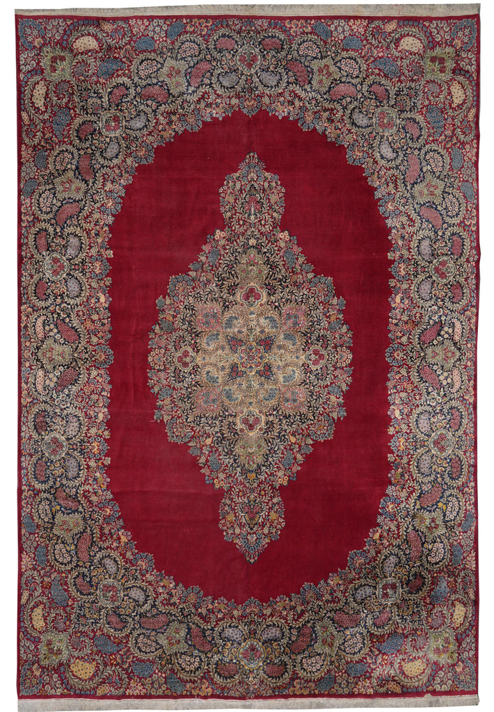 11.6 x 16 Semi-Antique Persian Kerman Rug Majestic Open Field Sale