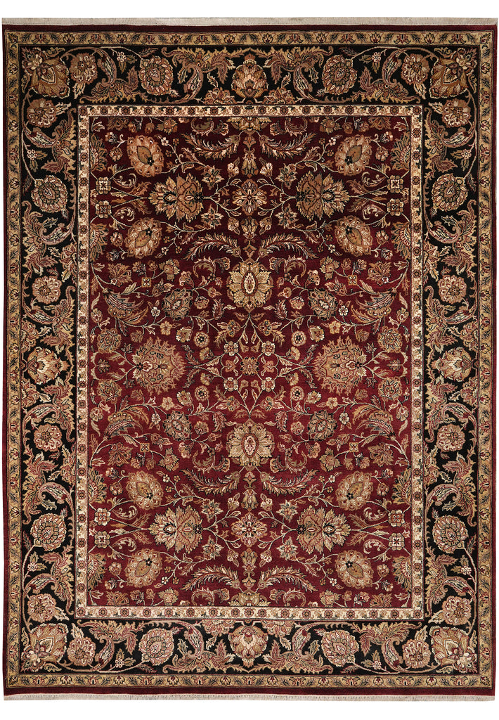 9 x 12 Quality Handmade Jaipur Rug Dense Lustrous Wool Burgundy Black #F-4380
