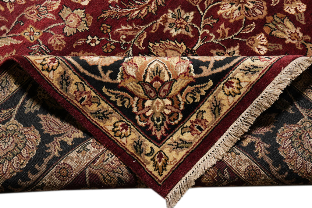9 x 12 Quality Handmade Jaipur Rug Dense Lustrous Wool Burgundy Black #F-4380