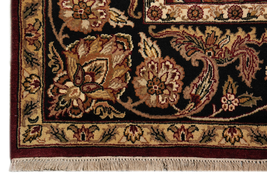 9 x 12 Quality Handmade Jaipur Rug Dense Lustrous Wool Burgundy Black #F-4380