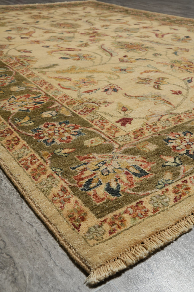5.7 x 8 Ivory Vegetable Dyed Chobi Rug #B-74081