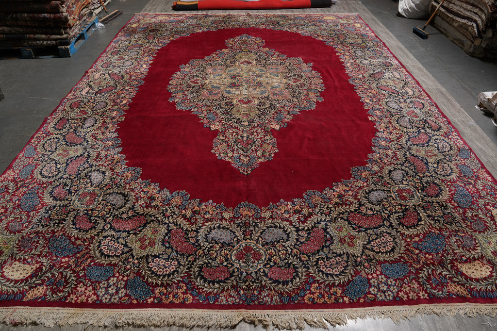 11.6 x 16 Semi-Antique Persian Kerman Rug Majestic Open Field Sale #PIX-10775