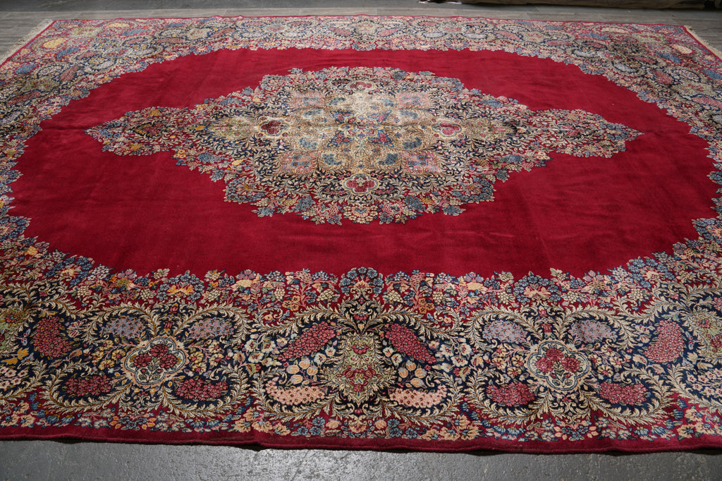 11.6 x 16 Semi-Antique Persian Kerman Rug Majestic Open Field Sale #PIX-10775