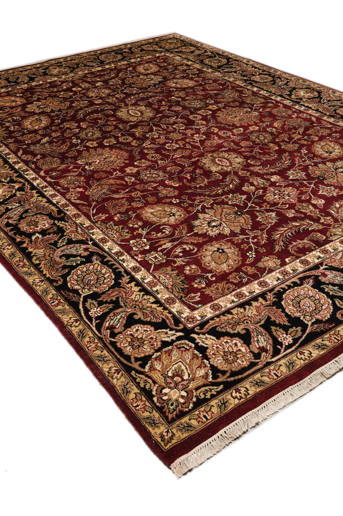 9 x 12 Quality Handmade Jaipur Rug Dense Lustrous Wool Burgundy Black #F-4380