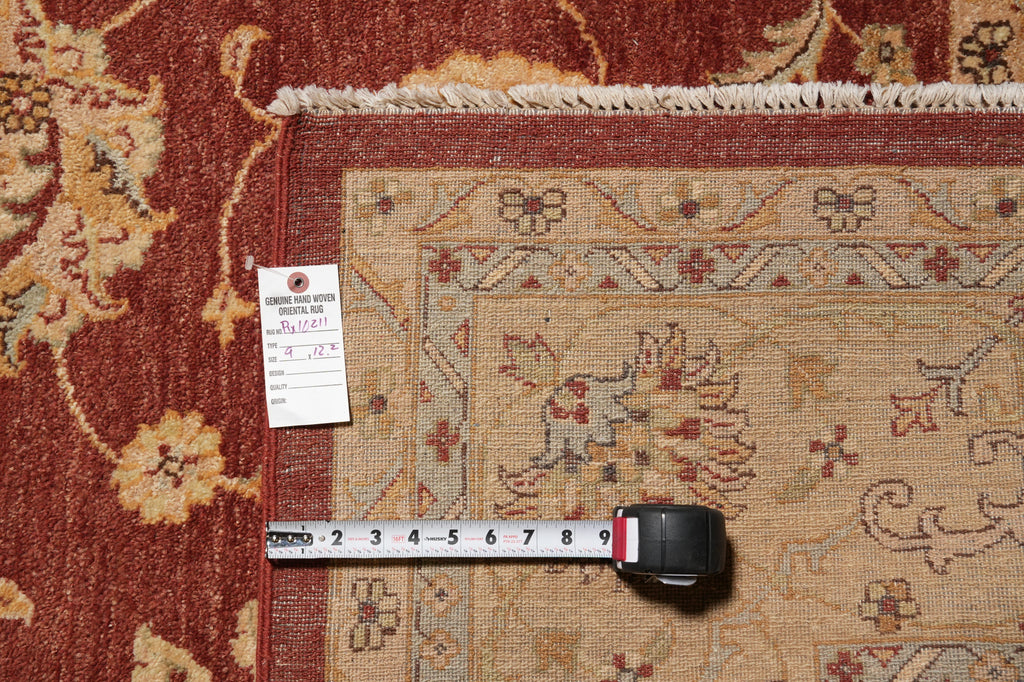 9 x 12 Natural Wool Handmade Agra Rug Rust #PIX-10211