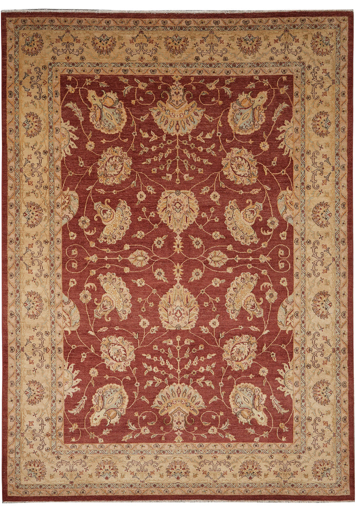 9 x 12 Natural Wool Handmade Agra Rug Rust