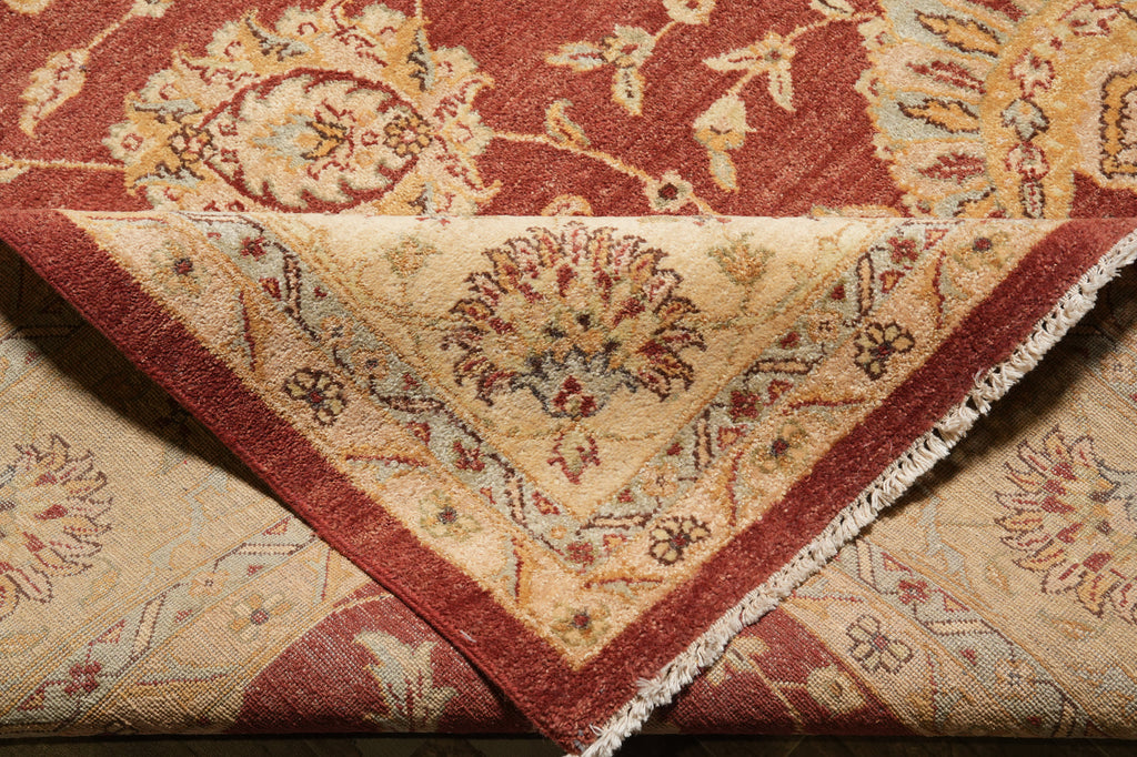 9 x 12 Natural Wool Handmade Agra Rug Rust #PIX-10211