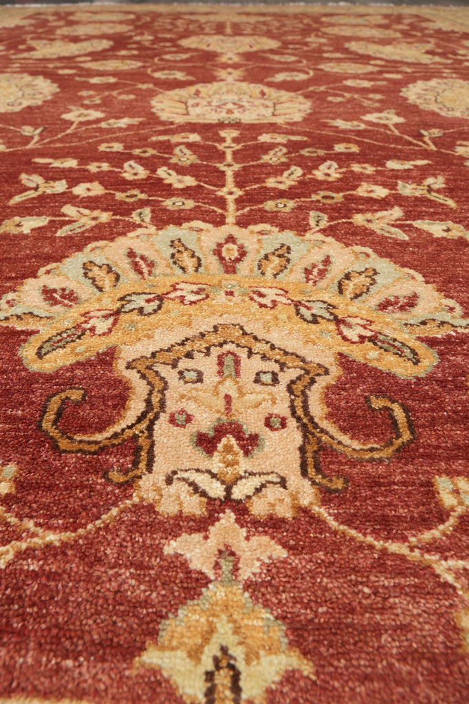 9 x 12 Natural Wool Handmade Agra Rug Rust #PIX-10211