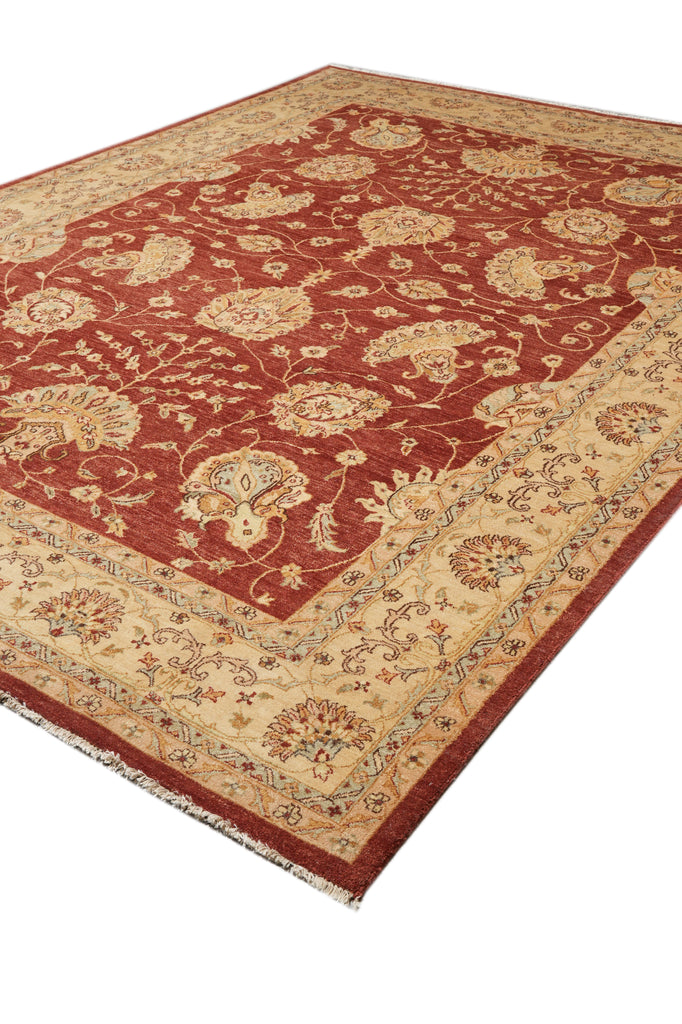 9 x 12 Natural Wool Handmade Agra Rug Rust #PIX-10211