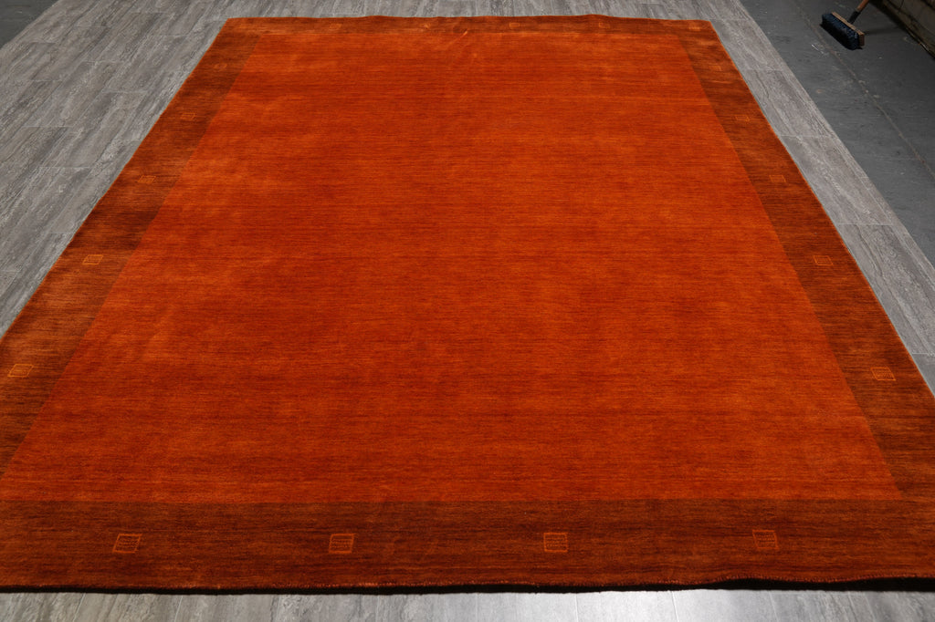 9 x 12 Orange Contemporary Handmade Wool Rug #F-4623a