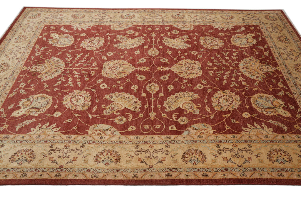 9 x 12 Natural Wool Handmade Agra Rug Rust #PIX-10211