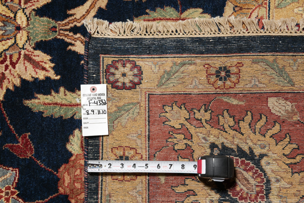 8.9 x 12 Gorgeous Quality Hand-Knotted Rug Midnight Blue Coral #F-4382