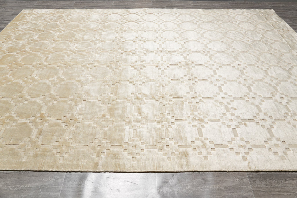 9 x 12 Modern Handmade bamboo Silk Rug #F-4626