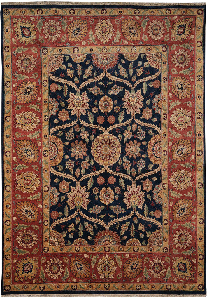 8.9 x 12 Gorgeous Quality Hand-Knotted Rug Midnight Blue Coral #F-4382