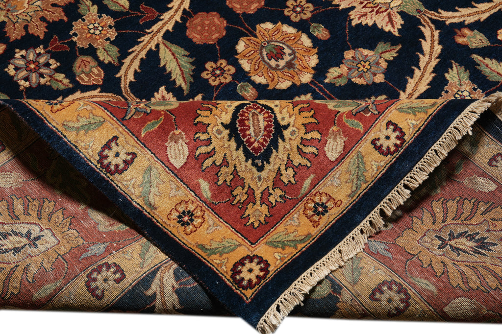 8.9 x 12 Gorgeous Quality Hand-Knotted Rug Midnight Blue Coral #F-4382