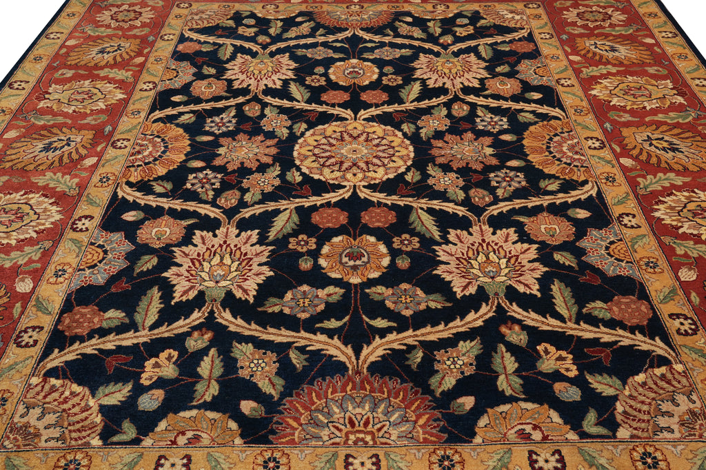 8.9 x 12 Gorgeous Quality Hand-Knotted Rug Midnight Blue Coral #F-4382