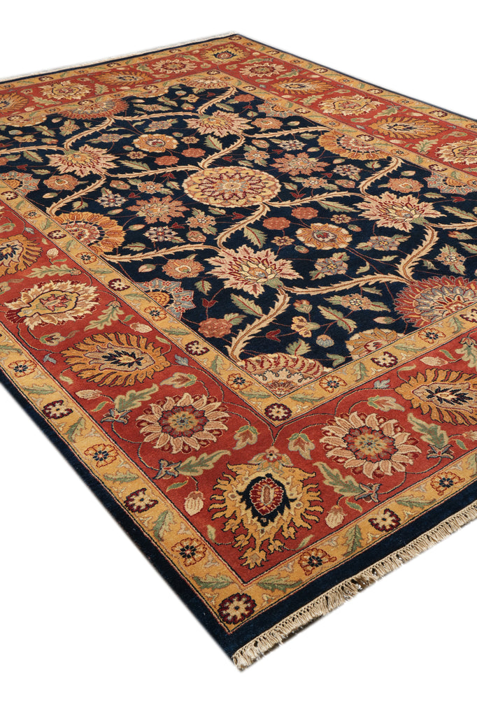 8.9 x 12 Gorgeous Quality Hand-Knotted Rug Midnight Blue Coral #F-4382