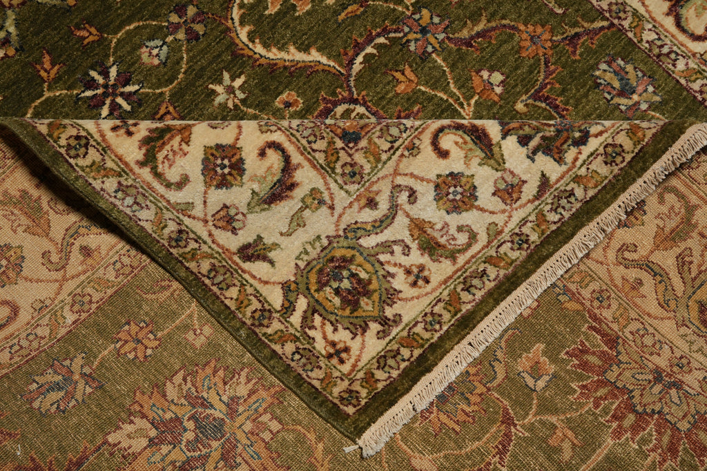 5.5 x 8.6 Green Quality Handmade Wool Ziglar Rug #B-74029