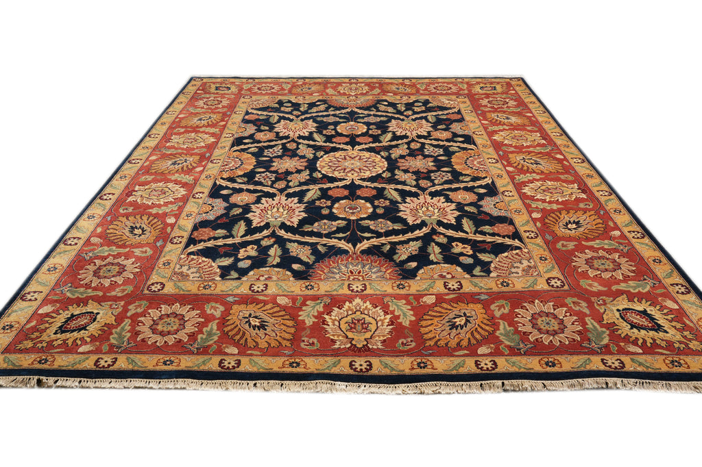 8.9 x 12 Gorgeous Quality Hand-Knotted Rug Midnight Blue Coral #F-4382