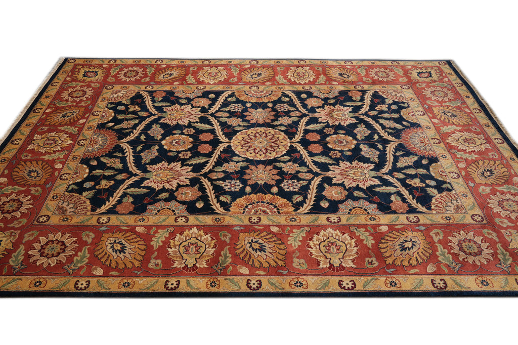 8.9 x 12 Gorgeous Quality Hand-Knotted Rug Midnight Blue Coral #F-4382