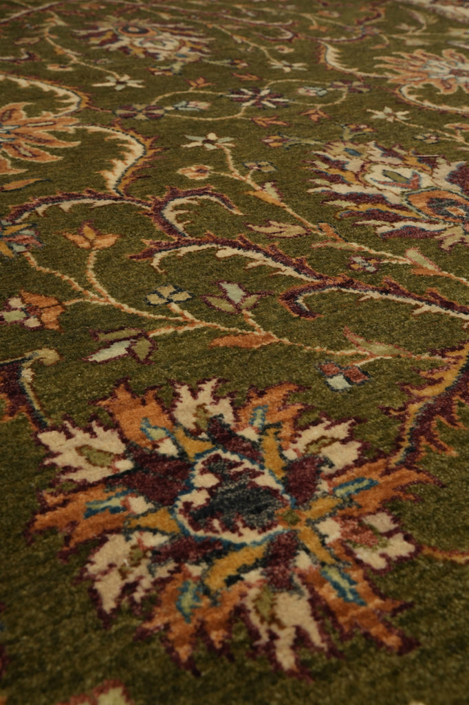 5.5 x 8.6 Green Quality Handmade Wool Ziglar Rug #B-74029