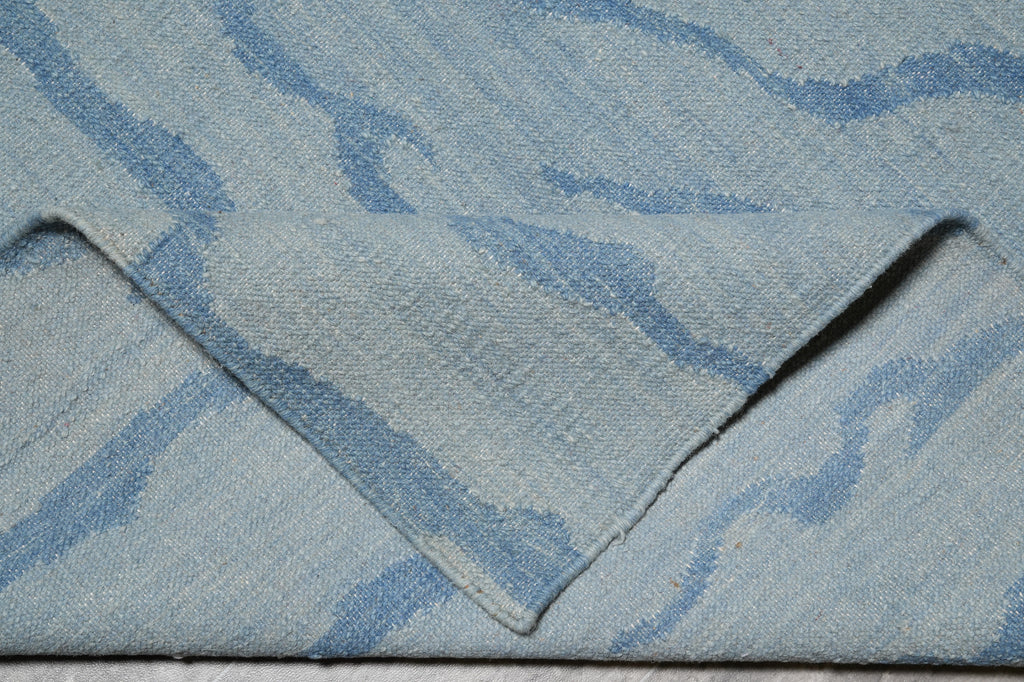 5.3 x 8.4 Light Blue Kilim Duhrry Rug Handmade Wool #F-4629