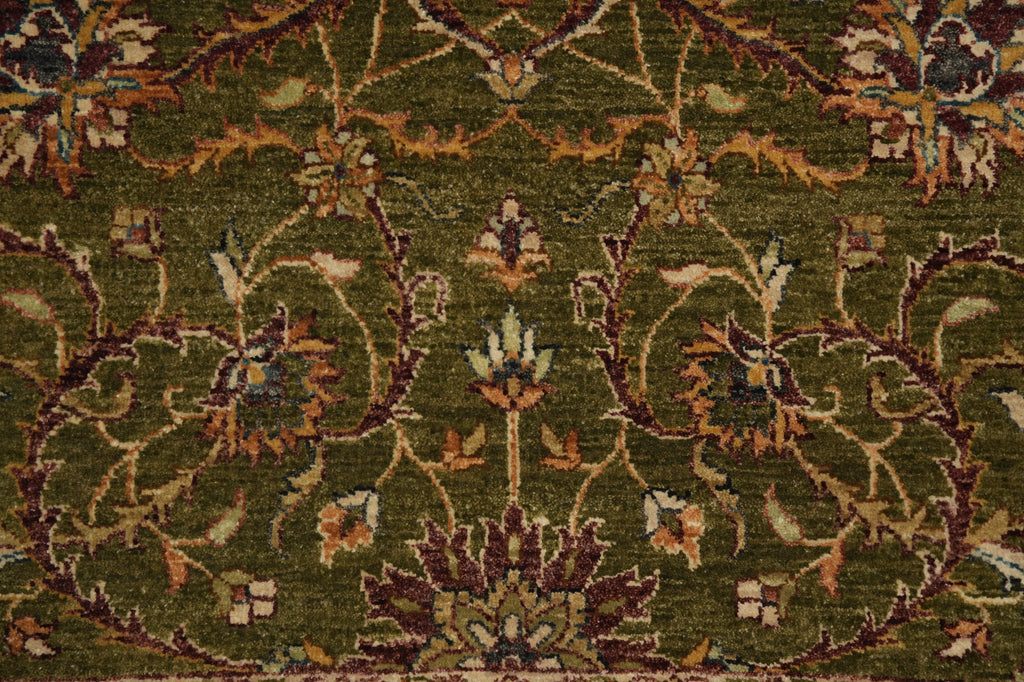 5.5 x 8.6 Green Quality Handmade Wool Ziglar Rug #B-74029