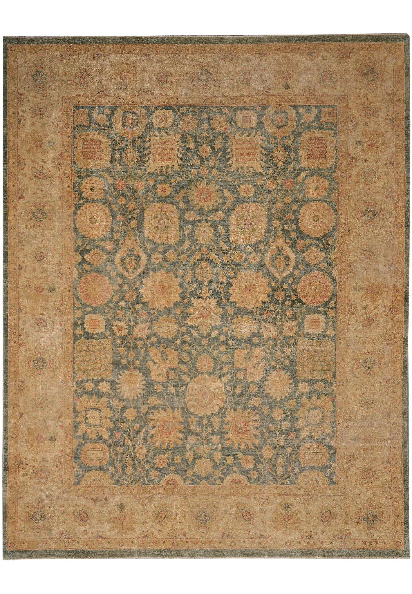 Sept. 11 Rug 9 x 11.5 Green Hand-Knotted Natural Wool Rug #F-4383 β Bestrugplace