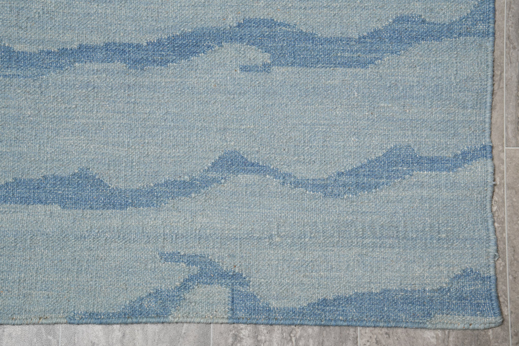 5.3 x 8.4 Light Blue Kilim Duhrry Rug Handmade Wool #F-4629