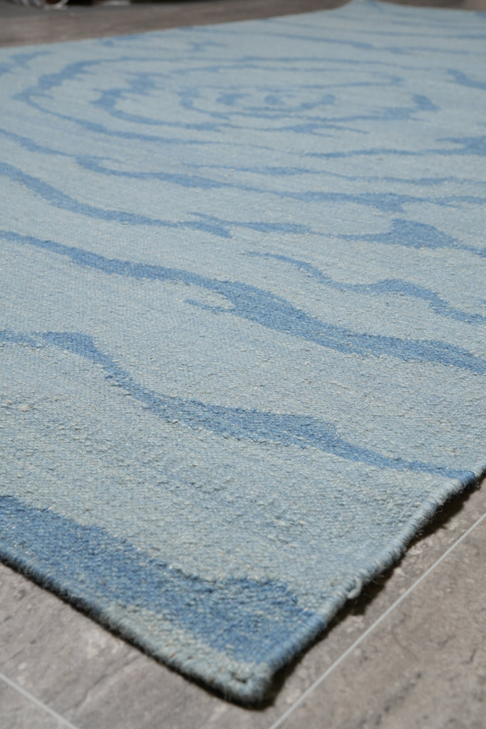 5.3 x 8.4 Light Blue Kilim Duhrry Rug Handmade Wool #F-4629