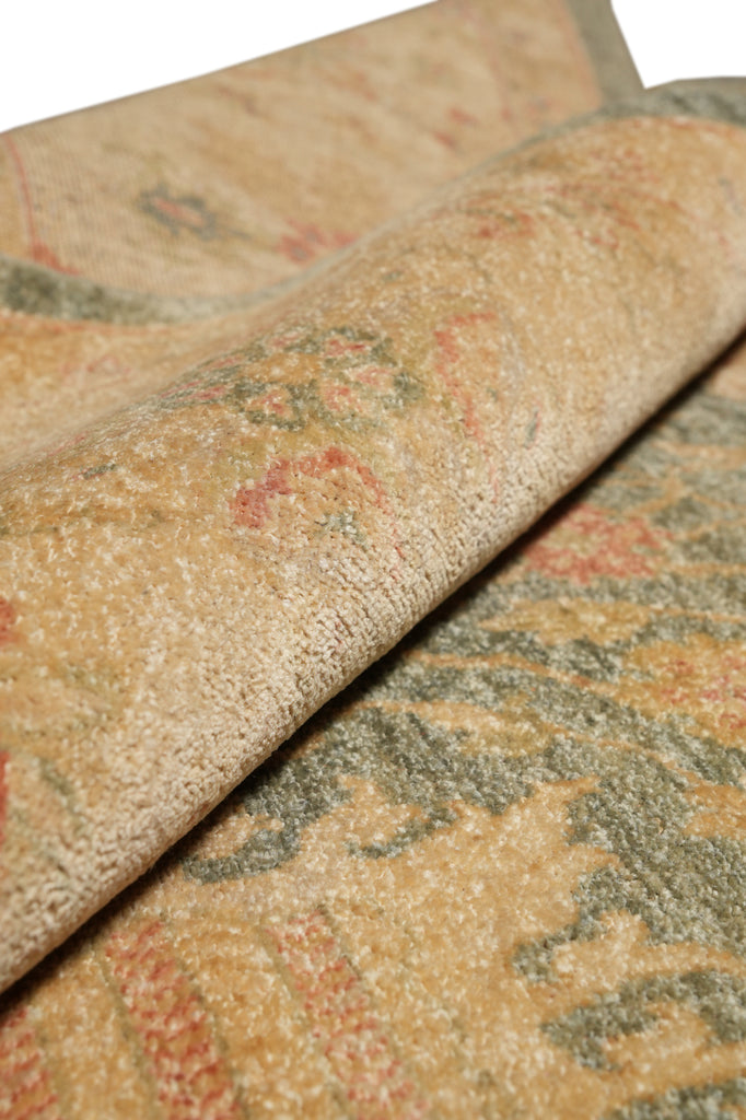 9 x 11.5 Green Hand-Knotted Natural Wool Rug #F-4383