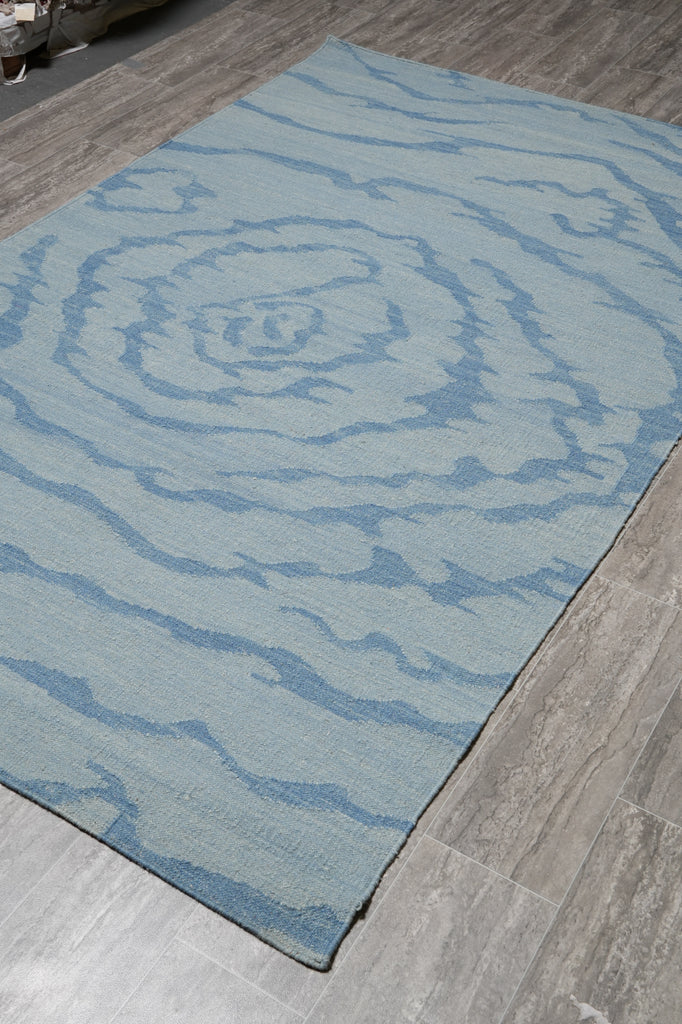 5.3 x 8.4 Light Blue Kilim Duhrry Rug Handmade Wool #F-4629