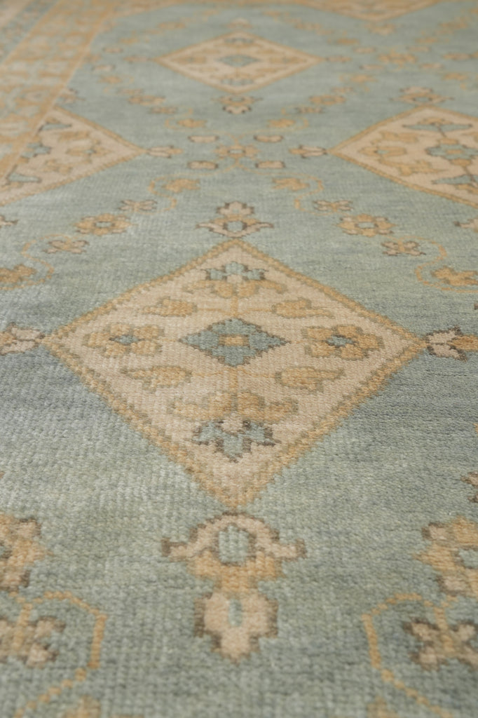 6 x 8.9 Light Blue Oushak Rug Handmade Wool Carpet #F-4630