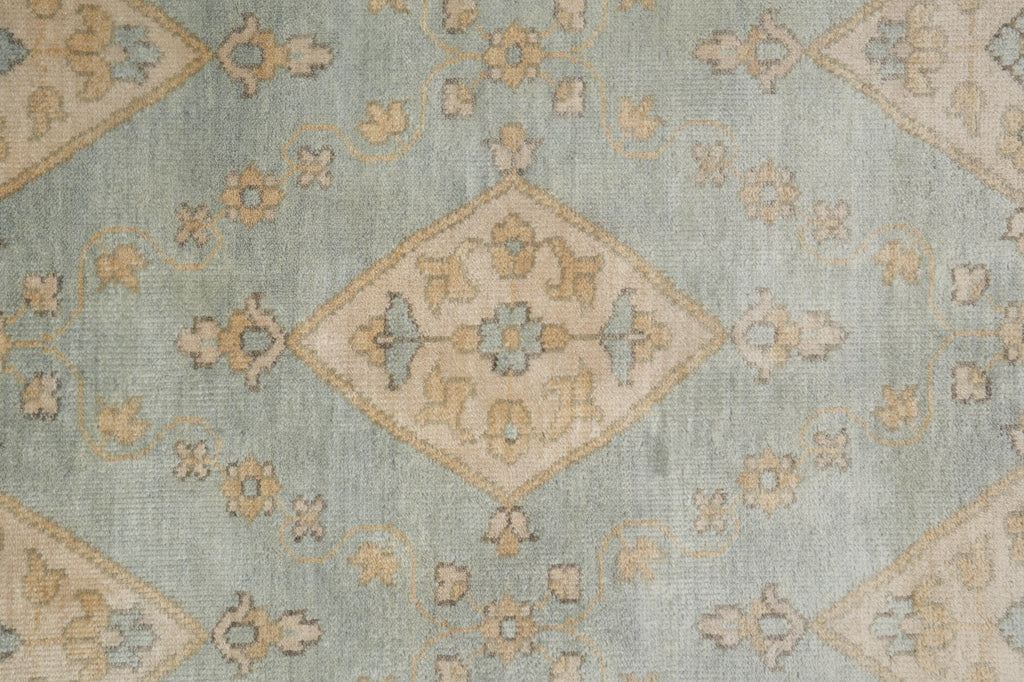 6 x 8.9 Light Blue Oushak Rug Handmade Wool Carpet #F-4630