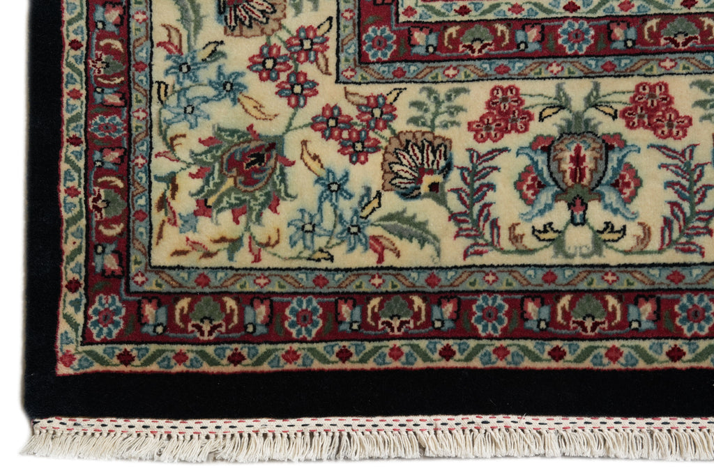 9 x 12 Midnight Black Blue Hand-Knotted Rug Kerman Pattern #F-4384