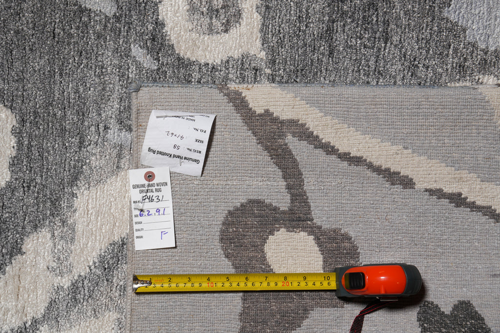 6 x 9 Fine Quality Contemporary Handmade Wool and Silk Gray #F-4631