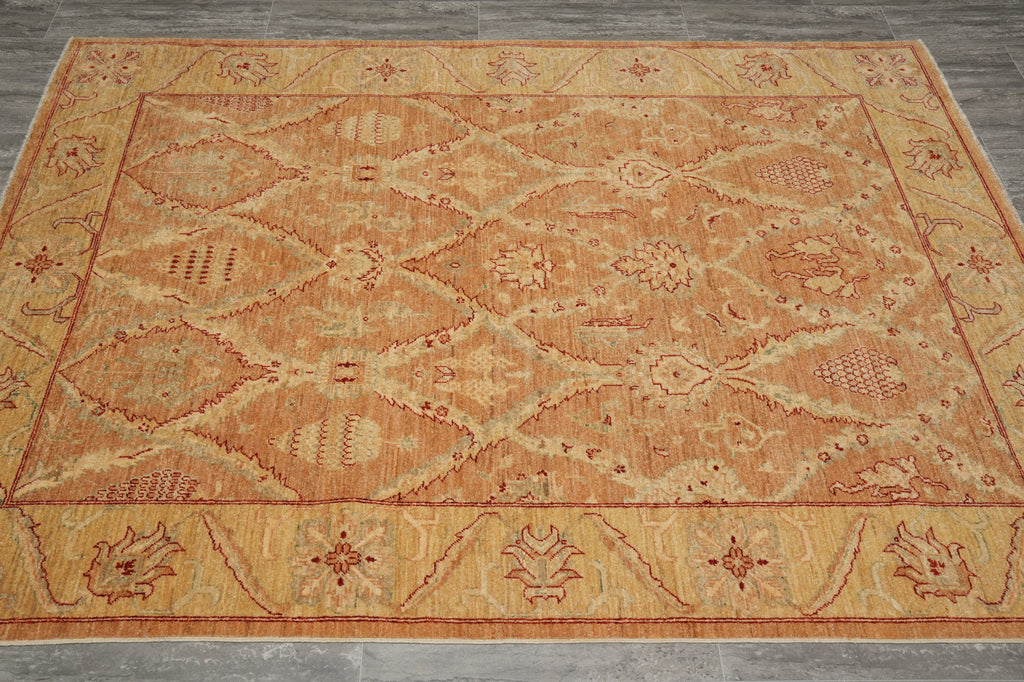 5.7 x 8 Apricot Chobi Peshawar Rug #PIX-HT-6142