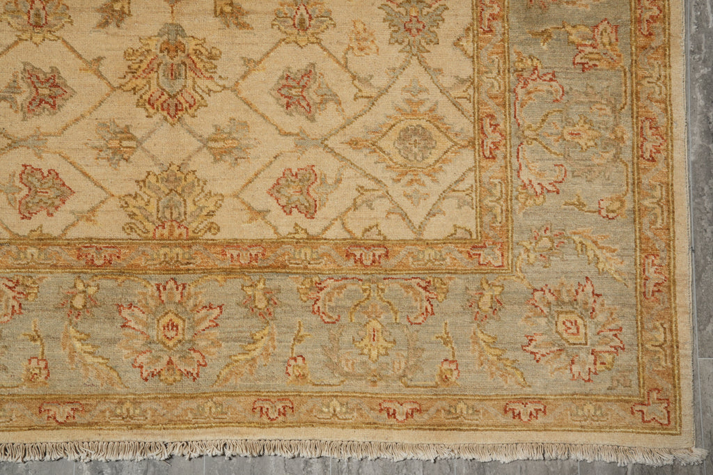5.7 x 8 Quality Chobi Peshawar Rug Ivory Light Blue #PIX-18778