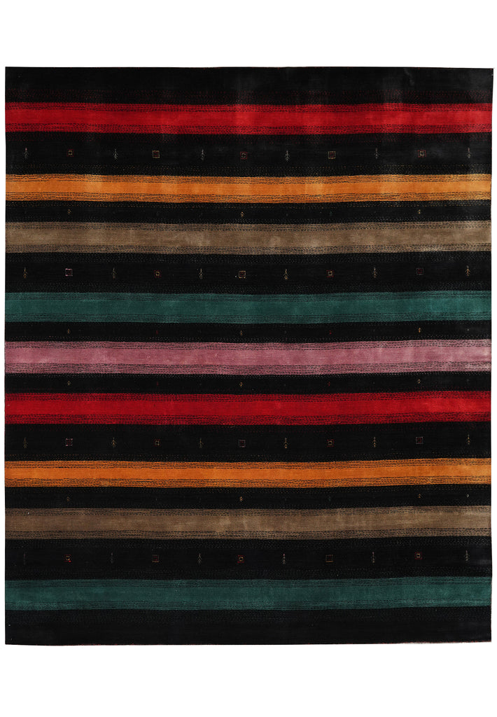 8.3 x 10 New Handmade Gabbeh Wool Rug Black