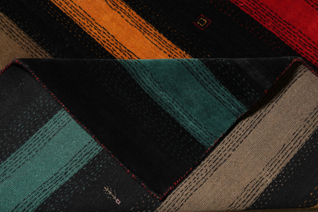 8.3 x 10 New Handmade Gabbeh Wool Rug Black #F-4632