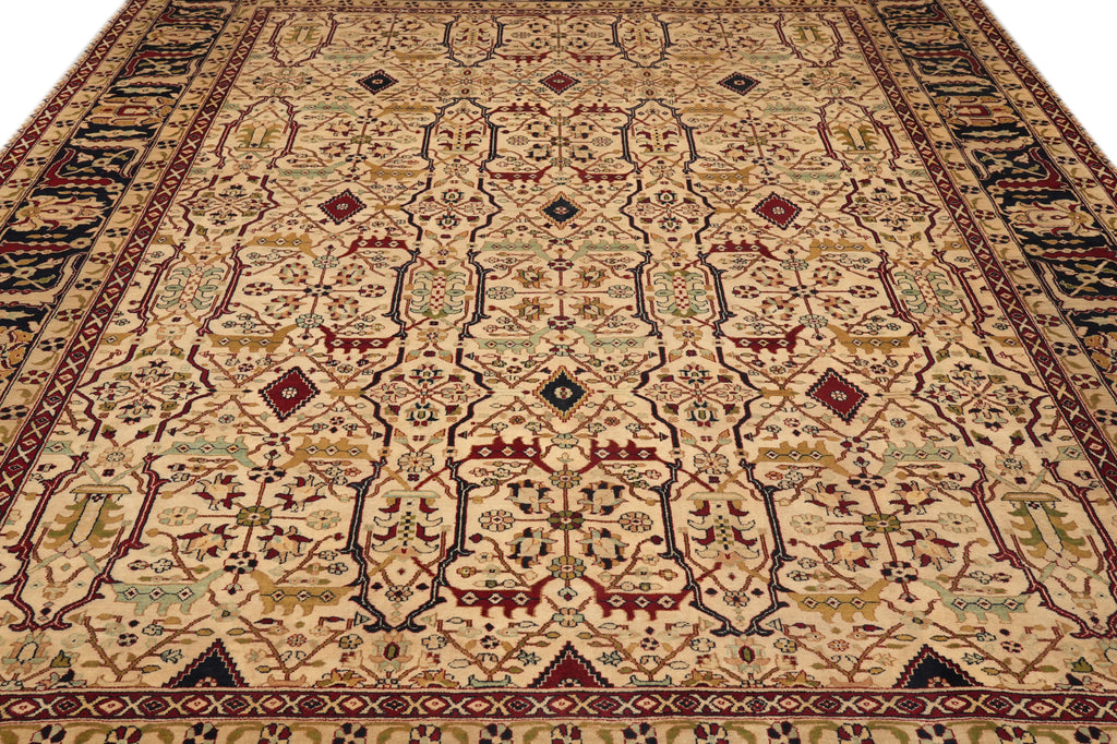 9 x 12 High Quality Hand-Knotted Jaipur Rug Ivory Black #F-4385